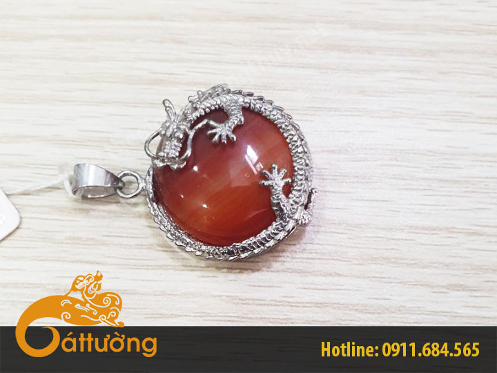 Mặt dây chuyền rồng cuộn châu Mã NãoMN2415-M12-02